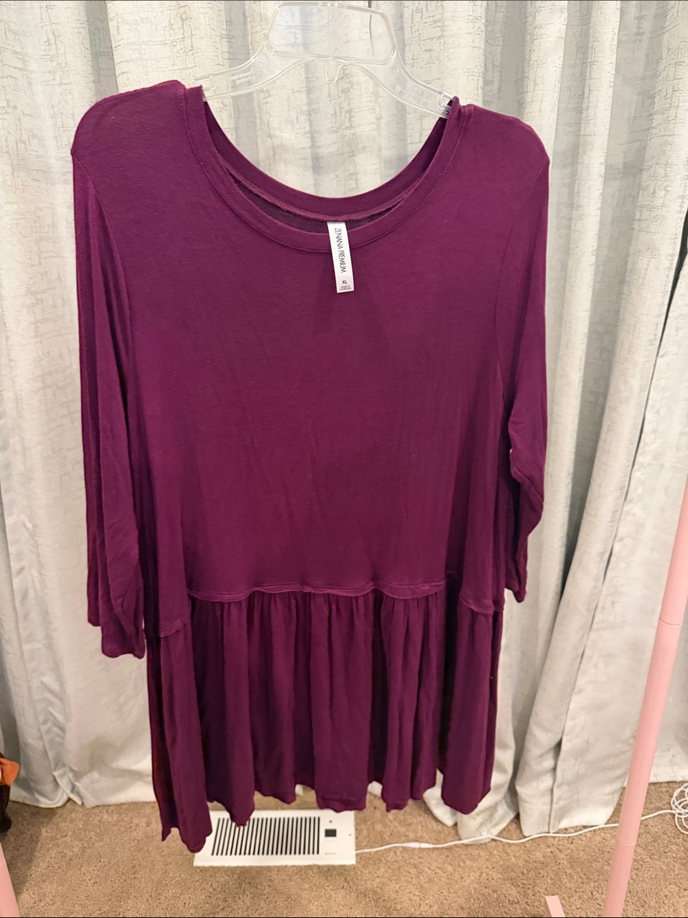 Zenana Outfitters Women's Plum Long Sleeve Babydoll Top